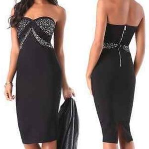 Bebe black strapless bandage midi dress